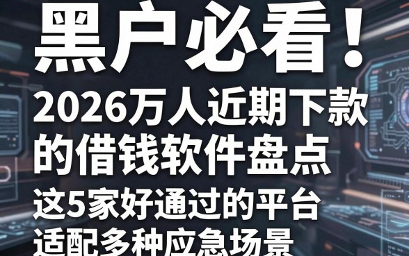 黑户必看!2026万人近期下款的借钱软件盘点,这5家好通过的平台适配多种应急场景