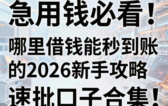 急用钱必看!哪里借钱能秒到账的2026新手攻略,速批口子合集