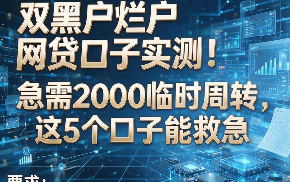 双黑户烂户网贷口子实测!急需2000临时周转,这5个口子能救急