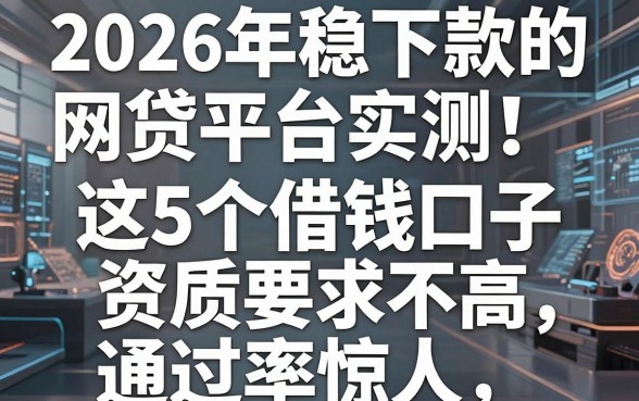 2026年稳下款的网贷平台实测!这5个借钱口子资质要求不高,通过率惊人