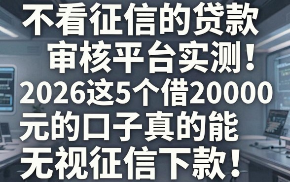 不看征信的贷款审核平台实测!2026这5个借20000元的口子真的能无视征信下款