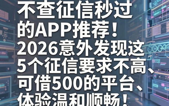 不查征信秒过的APP推荐！2026意外发现这5个征信要求不高、可借500的平台，体验温和顺畅
