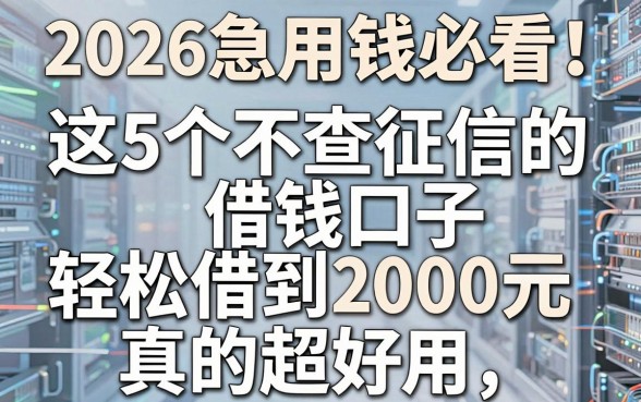 2026急用钱必看!这5个不查征信的借钱口子,轻松借到2000元真的超好用