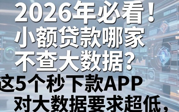 2026年必看!小额贷款哪家不查大数据?这5个秒下款APP对大数据要求超低