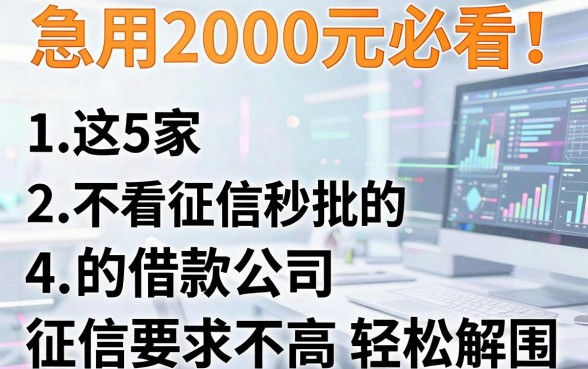 急用2000元必看!这5家不看征信秒批的借款公司,征信要求不高轻松解围