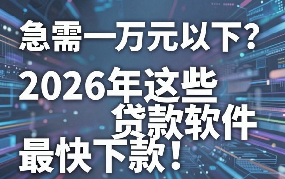 急需一万元以下？2026年这些贷款软件最快下款！