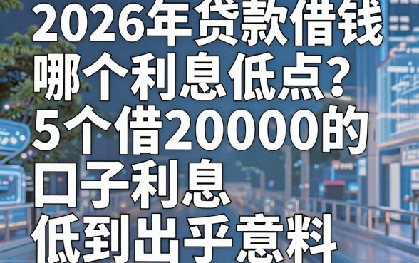 2026年贷款借钱哪个利息低点?这5个借20000的口子利息低到出乎意料!