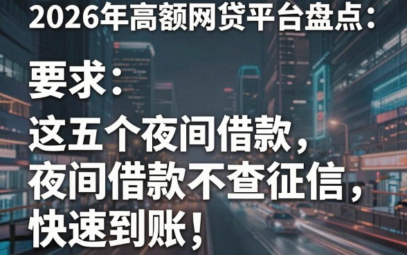 2026年高额网贷平台盘点:这五个夜间借款不查征信,快速到账!