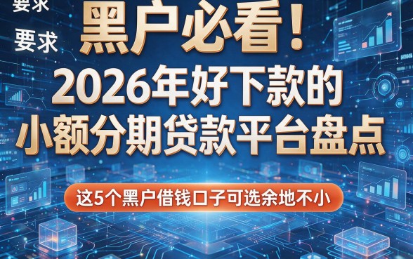 黑户必看!2026年好下款的小额分期贷款平台盘点,这5个黑户借钱口子可选余地不小!