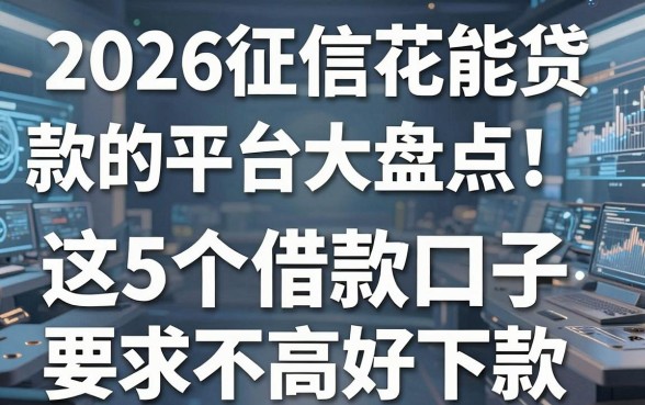 2026征信花能贷款的平台大盘点!这5个借款口子要求不高好下款