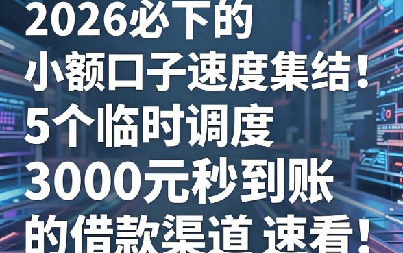 2026必下的小额口子速度集结!5个临时调度、3000元秒到账的借款渠道速看