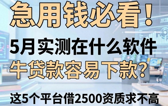 急用钱必看!5月实测在什么软件贷款容易下款?这5个平台借2500资质要求不高