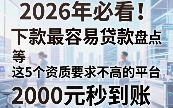 2026年必看!下款最容易贷款的软件盘点,这5个资质要求不高的平台,2000元秒到账