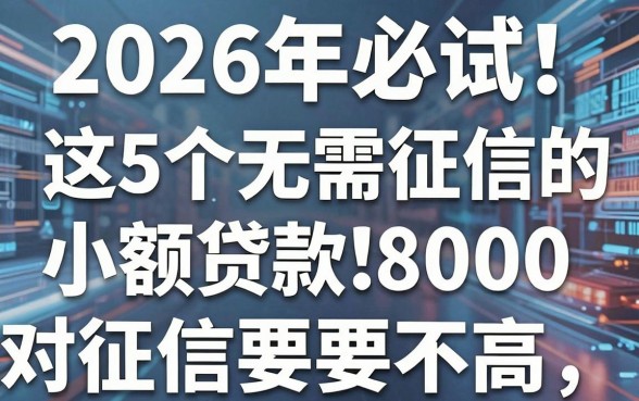2026年必试!这5个无需征信的小额贷款平台,借款8000对征信要求不高