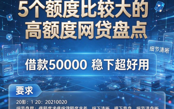 5个额度比较大的高额度网贷盘点，借款50000稳下超好用！