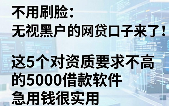 不用刷脸、无视黑户的网贷口子来了!这5个对资质要求不高的5000借款软件,急用钱很实用