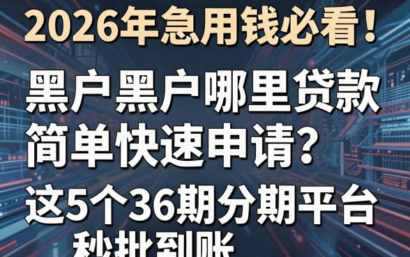 2026年急用钱必看!黑户黑户哪里贷款简单快速申请?这5个36期分期平台秒批到账