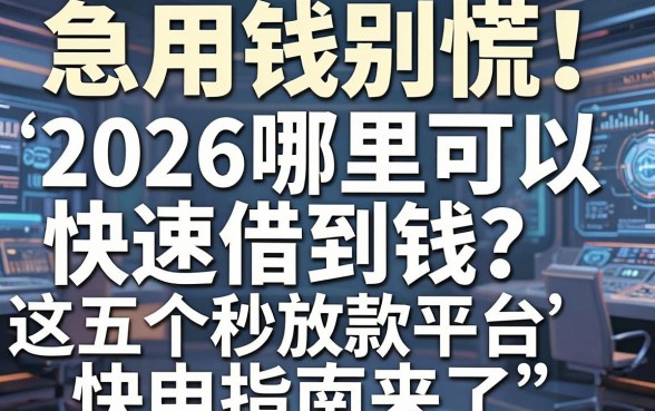 急用钱别慌!2026哪里可以快速借到钱?这五个秒放款平台快申指南来了