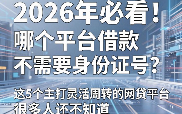 2026年必看！哪个平台借款不需要身份证号？这5个主打灵活周转的网贷平台很多人还不知道