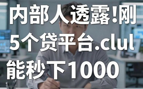 内部人刚透露!这5个贷款平台.club能秒下1000