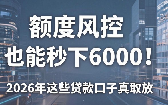 额度风控也能秒下6000!2026年这些贷款口子真敢放