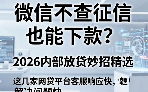 微信不查征信也能下款?2026内部放贷妙招精选,这几家网贷平台客服响应快解决问题快!