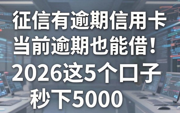 征信有逾期信用卡当前逾期也能借!2026这5个口子秒下5000