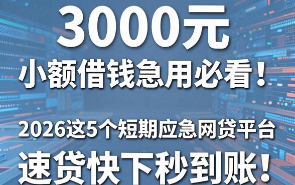 3000元小额借钱急用必看!2026这5个短期应急网贷平台,速贷快下秒到账