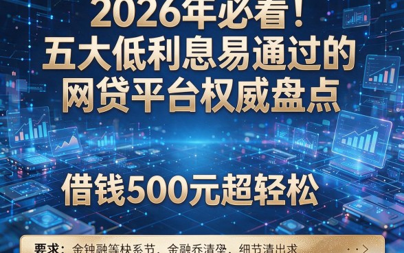 2026年必看！五大低利息易通过的网贷平台权威盘点，借钱500元超轻松！