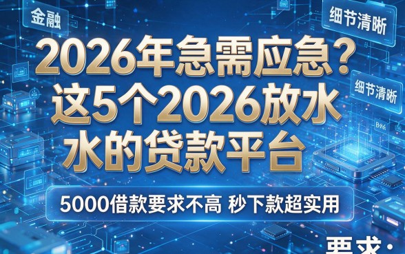 2026年急需应急?这5个2026放水的贷款平台,5000借款要求不高秒下款超实用!
