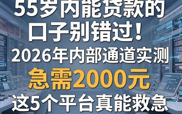 55岁内能贷款的口子别错过!2026年内部通道实测,急需2000元这5个平台真能救急