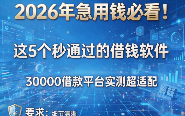 2026年急用钱必看!这5个秒通过的借钱软件,30000借款平台实测超适配