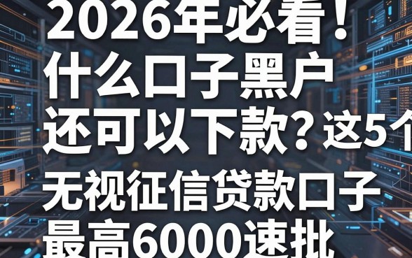 2026年必看!什么口子黑户还可以下款?这5个无视征信贷款口子最高6000速批!