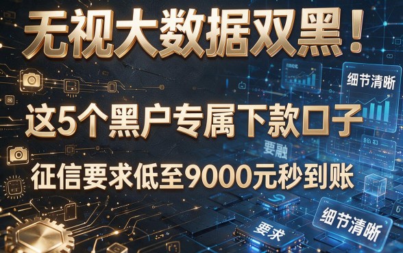 无视大数据双黑!这5个黑户专属下款口子,征信要求低至9000元秒到账