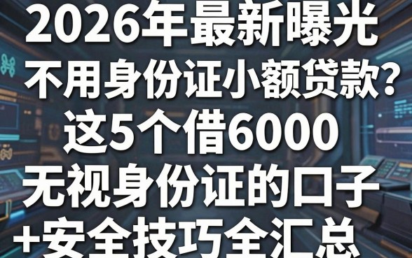 2026年最新曝光：不用身份证小额贷款有哪些？这5个借6000无视身份证的口子+安全技巧全汇总！