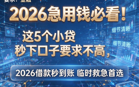 2026急用钱必看！这5个小贷秒下口子要求不高，2026借款秒到账临时救急首选
