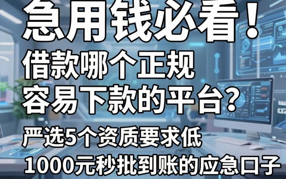 急用钱必看!借款哪个正规容易下款的平台?严选5个资质要求低、1000元秒批到账的应急口子