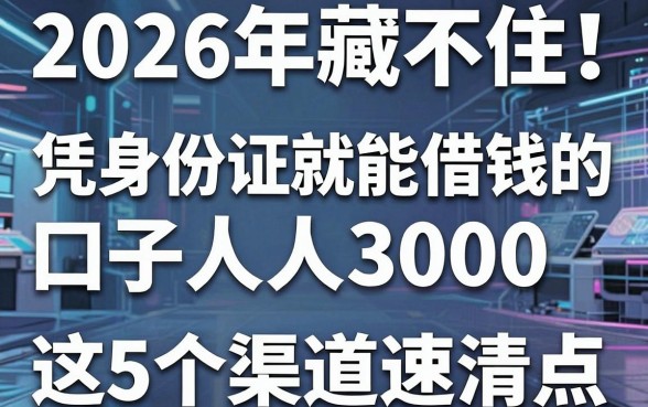 2026年藏不住!凭身份证就能借钱的口子人人3000,这5个渠道速清点