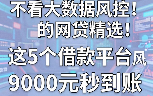 不看大数据风控的网贷精选!这5个借款平台风控要求低,9000元秒到账