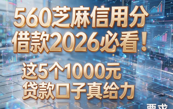 560芝麻信用分借款2026必看！这5个1000元贷款口子真给力