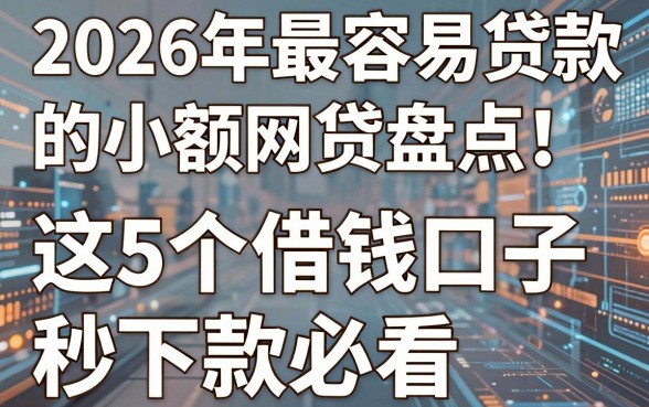 2026年最容易贷款的小额网贷盘点!这5个借钱口子秒下款必看