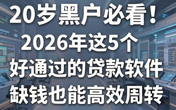20岁黑户必看!2026年这5个好通过的贷款软件,缺钱也能高效周转