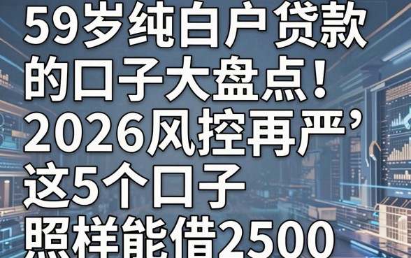 59岁纯白户贷款的口子大盘点!2026风控再严,这5个口子照样能借2500