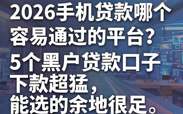 2026手机贷款哪个容易通过的平台？这5个黑户贷款口子下款超猛，能选的余地很足！