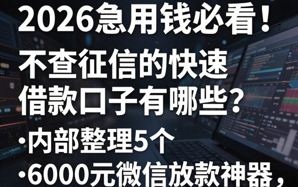 2026急用钱必看!不查征信的快速借款口子有哪些?内部整理5个6000元微信放款神器
