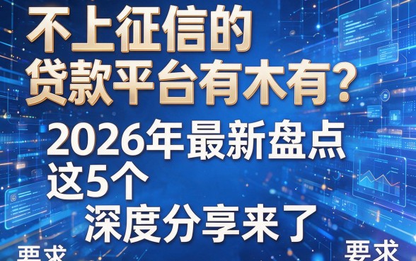 不上征信的贷款平台有木有?2026年最新盘点这5个,深度分享来了!