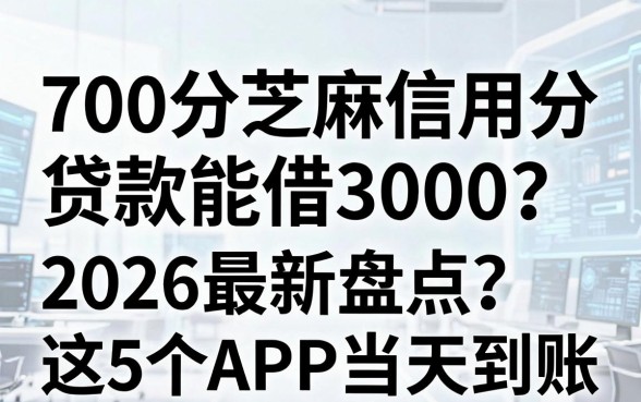 700分芝麻信用分贷款能借3000？2026最新盘点：这5个APP当天到账！