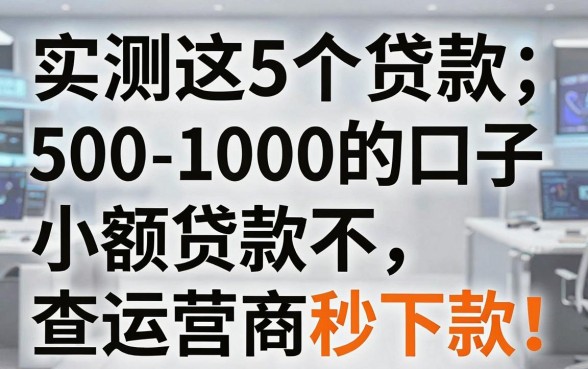 实测这5个贷款500-1000的口子,小额贷款不查运营商秒下款!