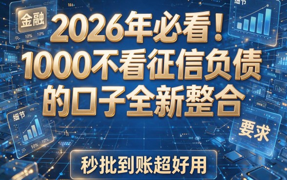 2026年必看!1000不看征信负债的口子全新整合,秒批到账超好用