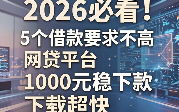 2026必看!盘点5个借款要求不高、1000元稳下款的网贷平台,下款超快